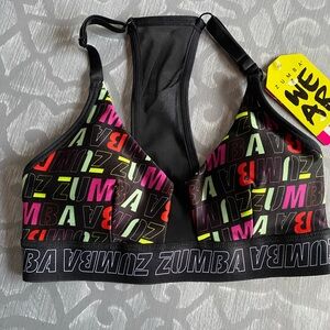 NWT Zumba Step into Happy sports bra racerback size XS